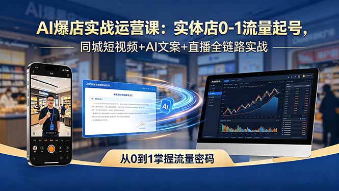 AI爆店实战运营课：实体店0-1流量起号，同城短视频+AI文案+直播全链路实战-大伟资源网