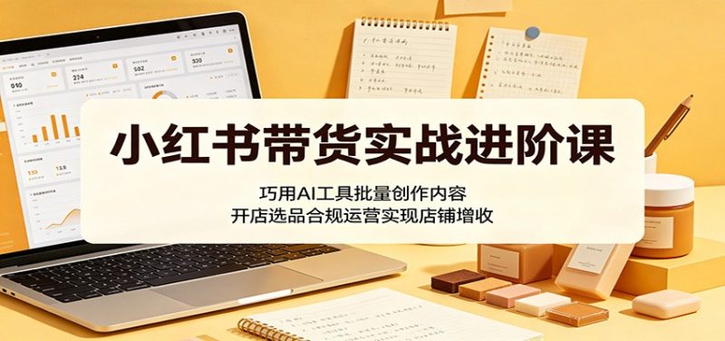 小红书带货实战进阶课:巧用AI工具批量创作内容,开店选品合规运营实现店铺增收-大伟资源网