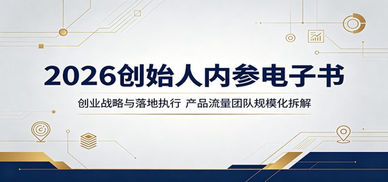 2026创始人内参电子书：创业战略与落地执行，产品流量团队规模化拆解-大伟资源网