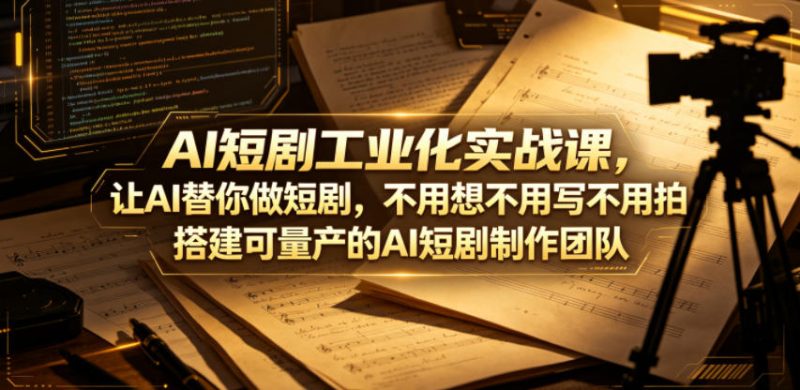 AI短剧工业化实战课，让AI替你做短剧，不用想不用写不用拍，搭建可量产的AI短剧制作团队-大伟资源网