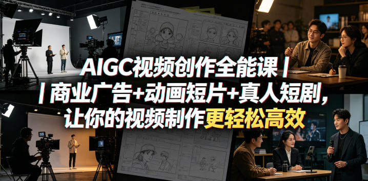 AIGC视频创作全能课｜商业广告+动画短片+真人短剧，让你的视频制作更轻松高效-大伟资源网