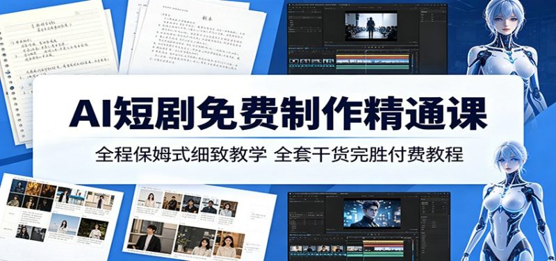 AI短剧免费制作精通课：全程保姆式细致教学，全套干货完胜付费教程-大伟资源网