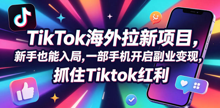 Tc联盟TikTok海外拉新项目，新手也能入局，一部手机开启副业变现，抓住Tiktok红利-大伟资源网