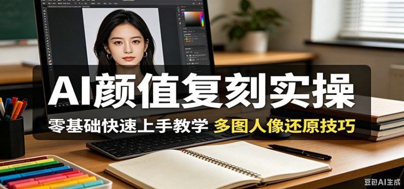 AI颜值复刻实操，零基础快速上手教学，多图人像还原技巧-大伟资源网