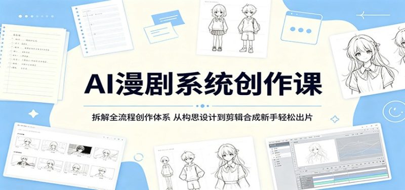 AI漫剧系统创作课：拆解全流程创作体系，从构思设计到剪辑合成新手轻松出片-大伟资源网