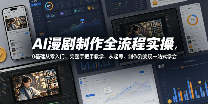 AI漫剧制作全流程实操，0基础从零入门，完整手把手教学，从起号、制作到变现一站式学会-大伟资源网
