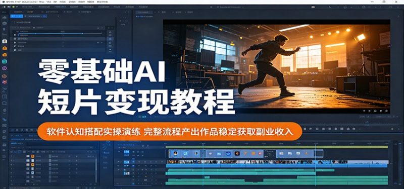 零基础AI短片变现教程:软件认知搭配实操演练,完整流程产出作品稳定获取副业收入-大伟资源网