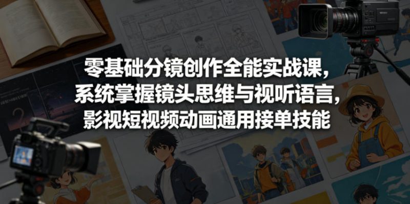 零基础分镜创作全能实战课，系统掌握镜头思维与视听语言，影视短视频动画通用接单技能-大伟资源网