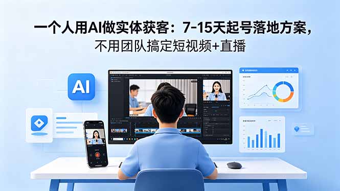 一个人用AI做实体获客：7-15天起号落地方案，不用团队搞定短视频+直播-大伟资源网