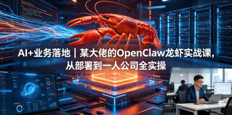 AI+业务落地｜某大佬的OpenClaw小龙虾实战课，从部署到一人公司全实操-大伟资源网