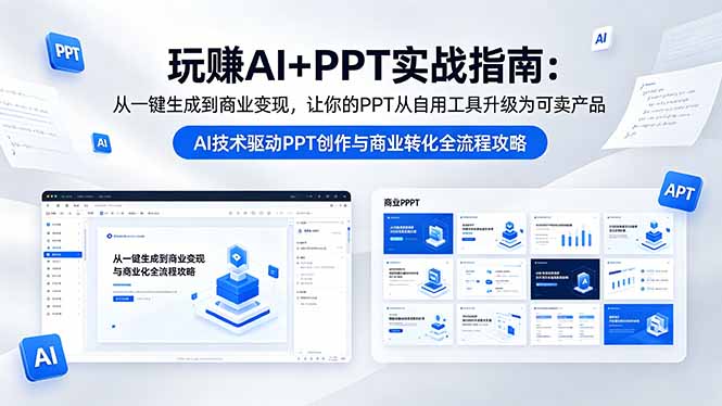 玩赚AI+PPT实战指南-更新5月13：从一键生成到商业变现，让你的PPT从自用工具升级为可卖产品-大伟资源网