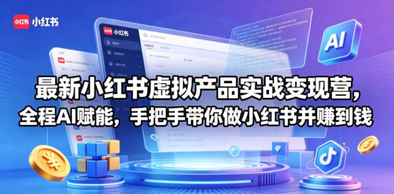 最新小红书虚拟产品实战变现营，全程AI赋能，手把手带你做小红书并赚到钱-大伟资源网