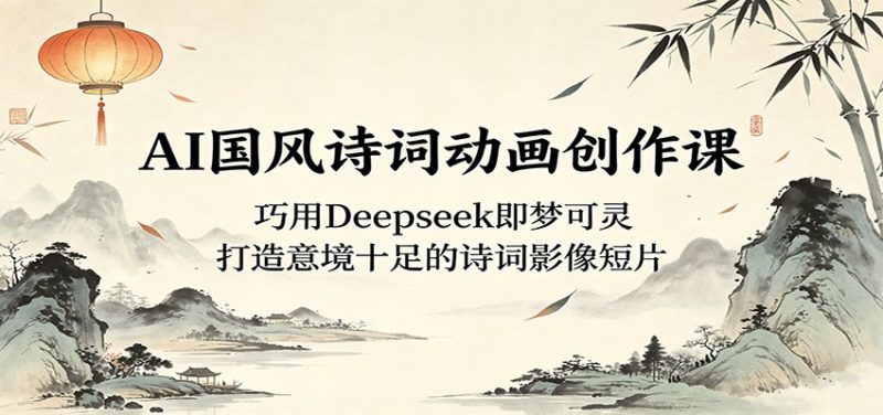 AI国风诗词动画创作课：巧用Deepseek即梦可灵，打造意境十足的诗词影像短片-大伟资源网