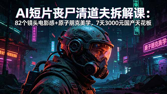 AI短片《丧尸清道夫》拆解课：82个镜头电影感+原子朋克美学，7天3000元国产天花板-大伟资源网