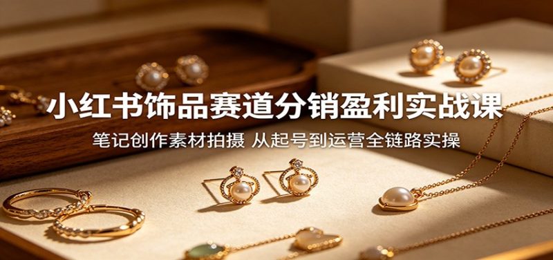 小红书饰品赛道分销盈利实战课：笔记创作素材拍摄，从起号到运营全链路实操-大伟资源网