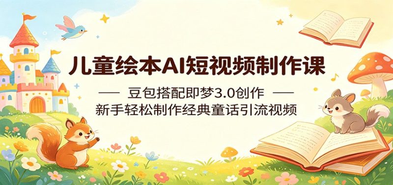 儿童绘本AI短视频制作课：豆包搭配即梦3.0创作，新手轻松制作经典童话引流视频-大伟资源网