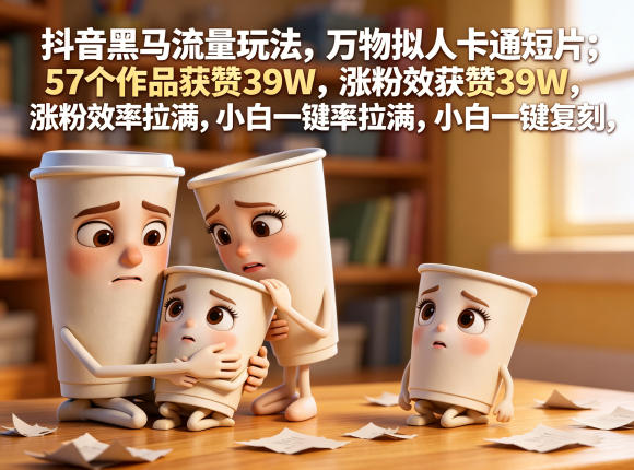 抖音黑马流量玩法，万物拟人卡通短片，57个作品获赞39W，涨粉效率拉满，小白一键复刻，保姆级拆解-大伟资源网