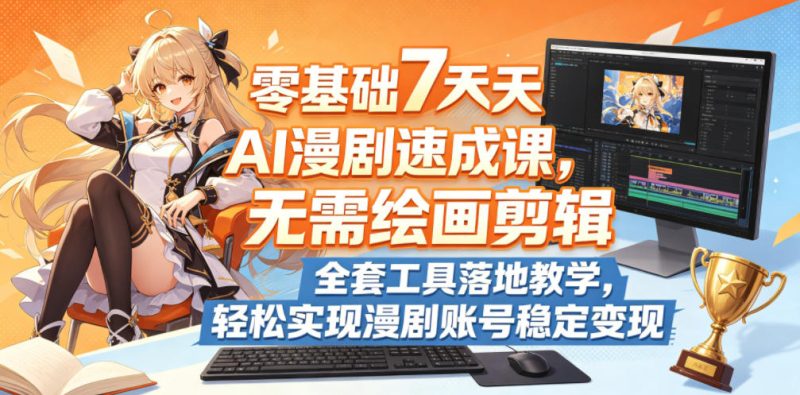 零基础7天AI漫剧速成课，无需绘画剪辑，全套工具落地教学，轻松实现漫剧账号稳定变现-大伟资源网
