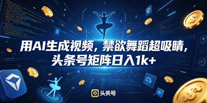 用AI生成视频，禁欲舞蹈超吸睛，头条号矩阵日入1k+-大伟资源网