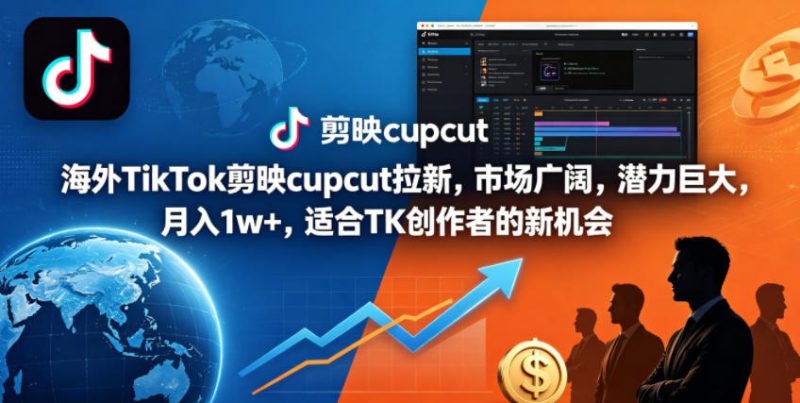 海外TikTok剪映cupcut拉新，市场广阔，潜力巨大，月入1w+，适合TK创作者的新机会-大伟资源网