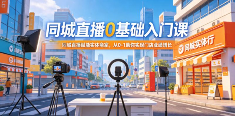 同城直播0基础入门课，同城直播赋能实体商家，从0-1助你实现门店业绩增长-大伟资源网