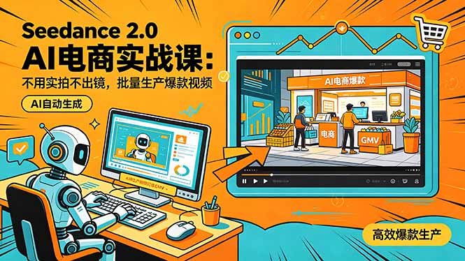 Seedance 2.0 AI电商实战课：不用实拍不出镜，批量生产爆款视频打爆GMV-大伟资源网