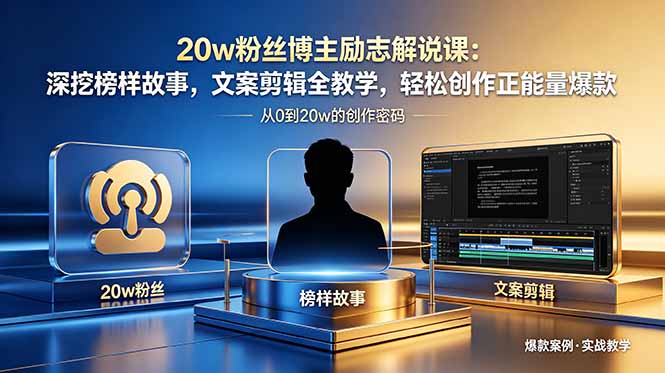 20w粉丝博主励志解说课：深挖榜样故事，文案剪辑全教学，轻松创作正能量爆款-大伟资源网