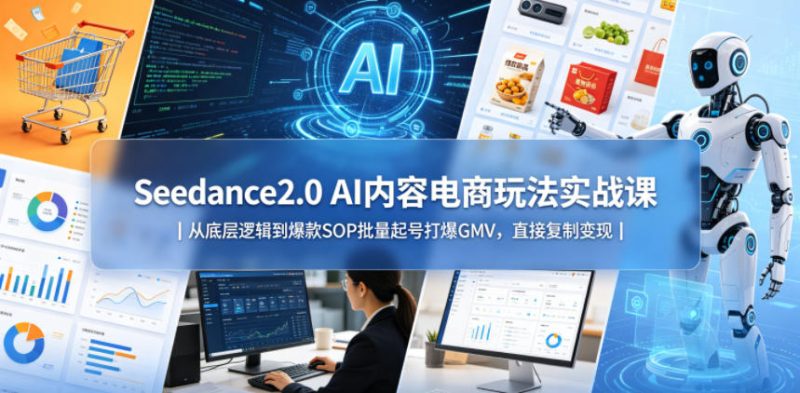 Seedance2.0 AI内容电商玩法实战课｜从底层逻辑到爆款SOP批量起号打爆GMV，直接复制变现-大伟资源网