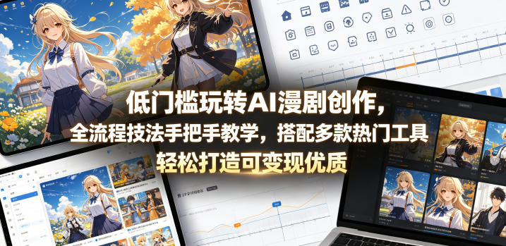 低门槛玩转AI漫剧创作，全流程技法手把手教学，搭配多款热门工具，轻松打造可变现优质作品-大伟资源网