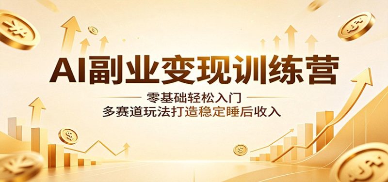 AI副业变现训练营：零基础轻松入门，多赛道玩法打造稳定睡后收入-大伟资源网
