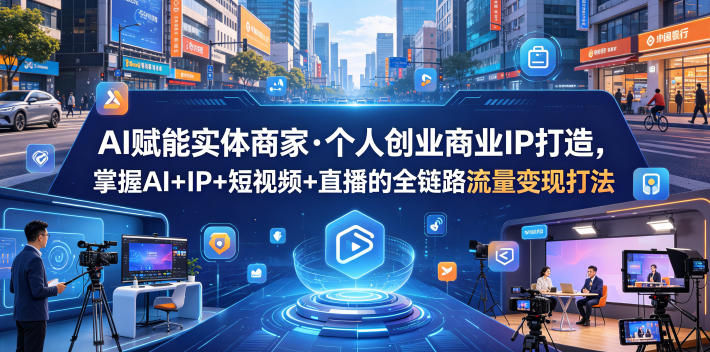 AI赋能实体商家·个人创业商业IP打造，掌握AI+IP+短视频+直播的全链路流量变现打法-大伟资源网