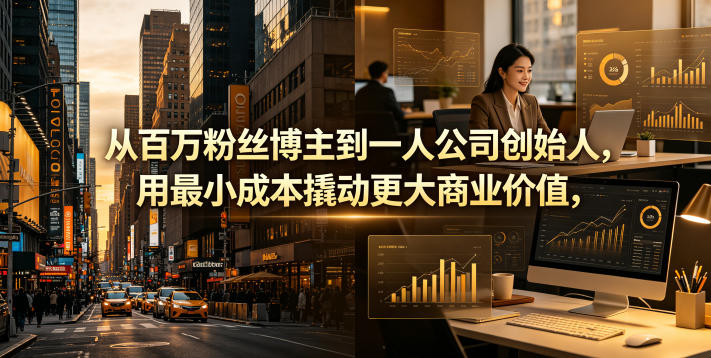 从百万粉丝博主到一人公司创始人，用最小成本撬动更大商业价值-大伟资源网