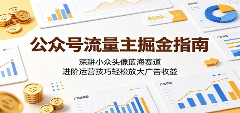 公众号流量主掘金指南：深耕小众头像蓝海赛道，进阶运营技巧轻松放大广告收益-大伟资源网