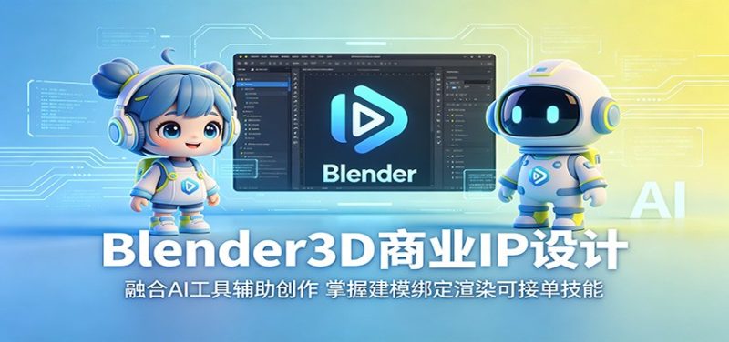 Blender3D商业IP设计：融合AI工具辅助创作，掌握建模绑定渲染可接单技能-大伟资源网