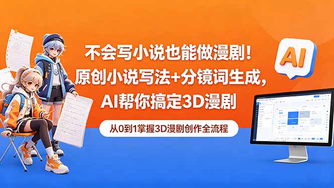 不会写小说也能做漫剧！原创小说写法+分镜词生成，AI帮你搞定3D漫剧-大伟资源网