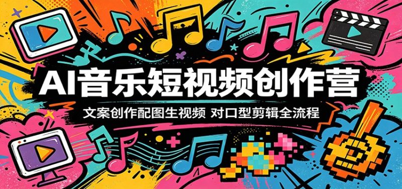AI音乐短视频创作营：文案创作配图生视频，对口型剪辑全流程-大伟资源网