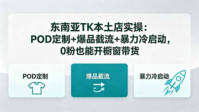 东南亚TK本土店实操-5月更新：POD定制+爆品截流+暴力冷启动，0粉也能开橱窗带货-大伟资源网