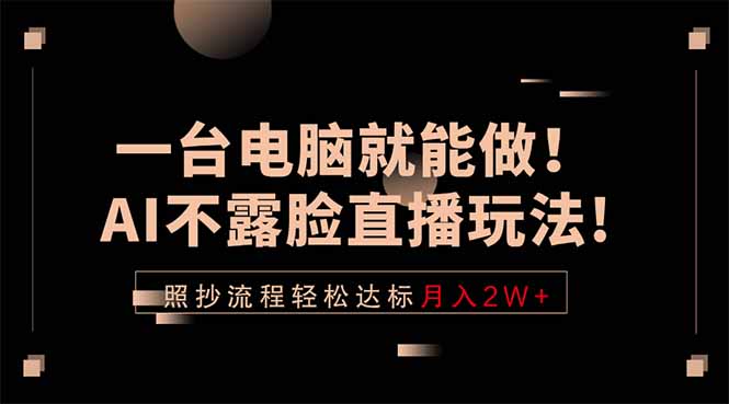 一台电脑就能做！AI不露脸直播玩法，照抄流程轻松达标月入2W+-大伟资源网