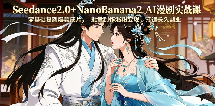 Seedance2.0+NanoBanana2 AI漫剧实战课，零基础复刻爆款成片涨粉变现，打造长久副业收益-大伟资源网