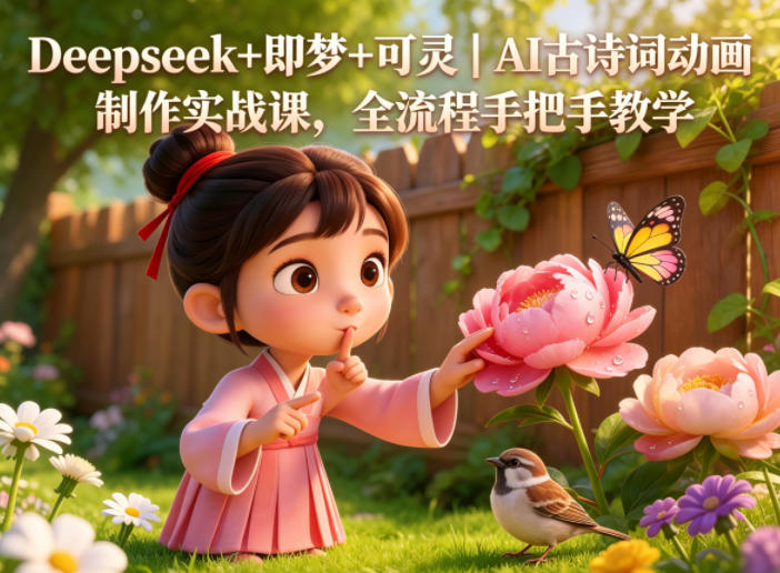 Deepseek+即梦+可灵｜AI古诗词动画制作实战课，全流程手把手教学-大伟资源网