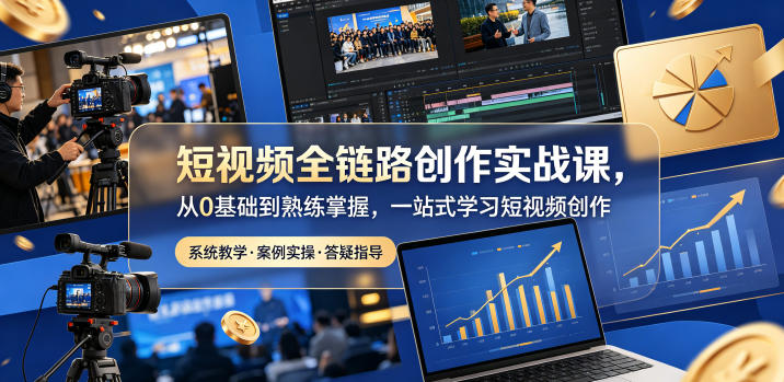 短视频全链路创作实战课，从0基础到熟练掌握，一站式学习短视频创作-大伟资源网