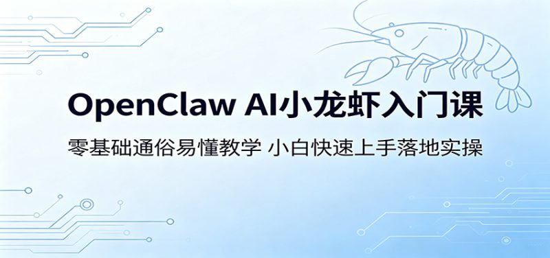 OpenClaw AI小龙虾入门课:零基础通俗易懂教学,小白快速上手落地实操-大伟资源网