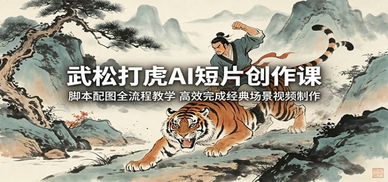武松打虎AI短片创作课:脚本配图全流程教学,高效完成经典场景视频制作-大伟资源网