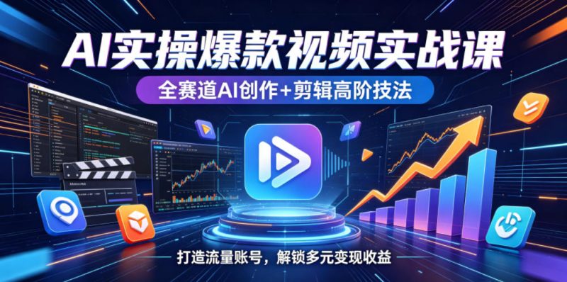 AI实操爆款视频实战课，全赛道AI创作+剪辑高阶技法，打造流量账号，解锁多元变现收益-大伟资源网