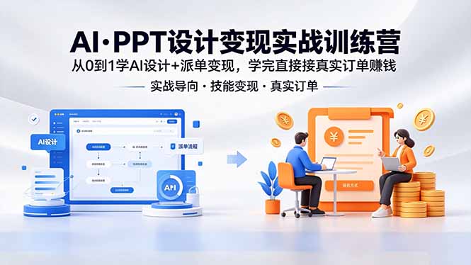 AI·PPT设计变现实战训练营，从0到1学AI设计+派单变现，学完直接接真实订单赚钱-大伟资源网