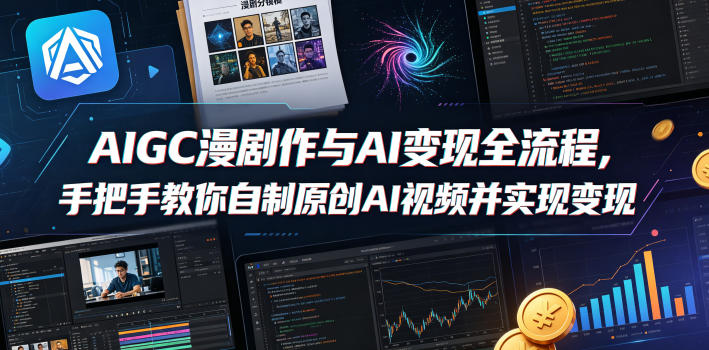 AIGC漫剧创作与AI变现全流程，手把手教你自制原创AI视频并实现变现-大伟资源网