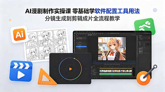 AI漫剧制作实操课 零基础学软件配置工具用法 分镜生成到剪辑成片全流程教学-大伟资源网