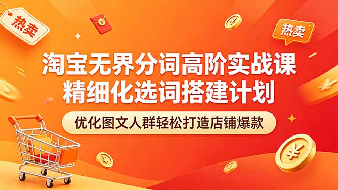 淘宝无界分词高阶实战课 精细化选词搭建计划 优化图文人群轻松打造店铺爆款-大伟资源网