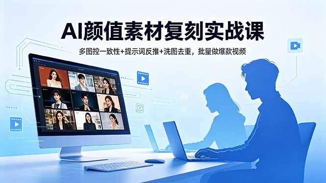 AI颜值素材复刻实战课，多图控一致性+提示词反推+洗图去重，批量做爆款视频-大伟资源网