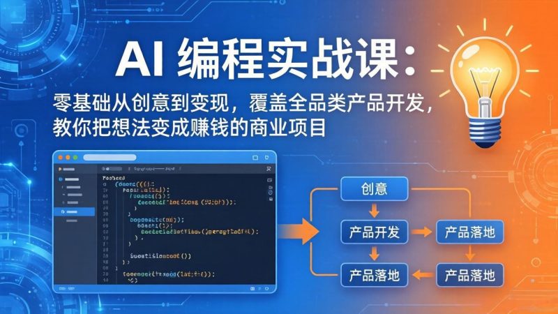 AI编程实战课-第三期-5月19更新：零基础从创意到变现，覆盖全品类产品开发，把想法变成赚钱项目-大伟资源网